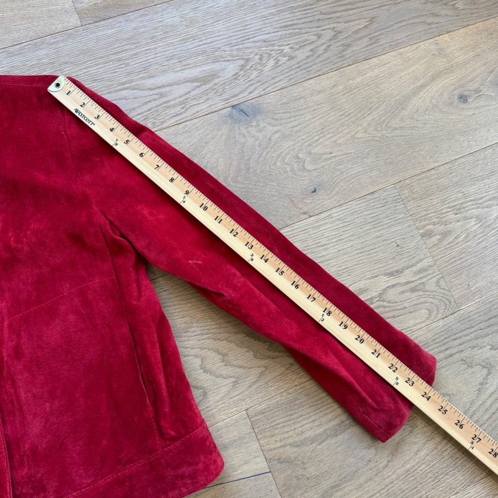 John Paul Richard Red Suede Leather Jacket Zip Front Womens Size 8 Vintage - Picture 7 of 10